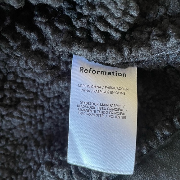 Reformation Shearling Jacket Coat Black - Picture 6 of 6